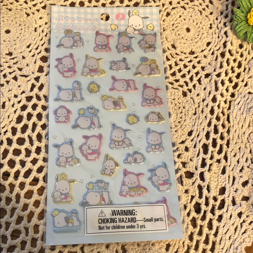 Sanrio Pochacco Stickers - Blue, Pink, Yellow Accents